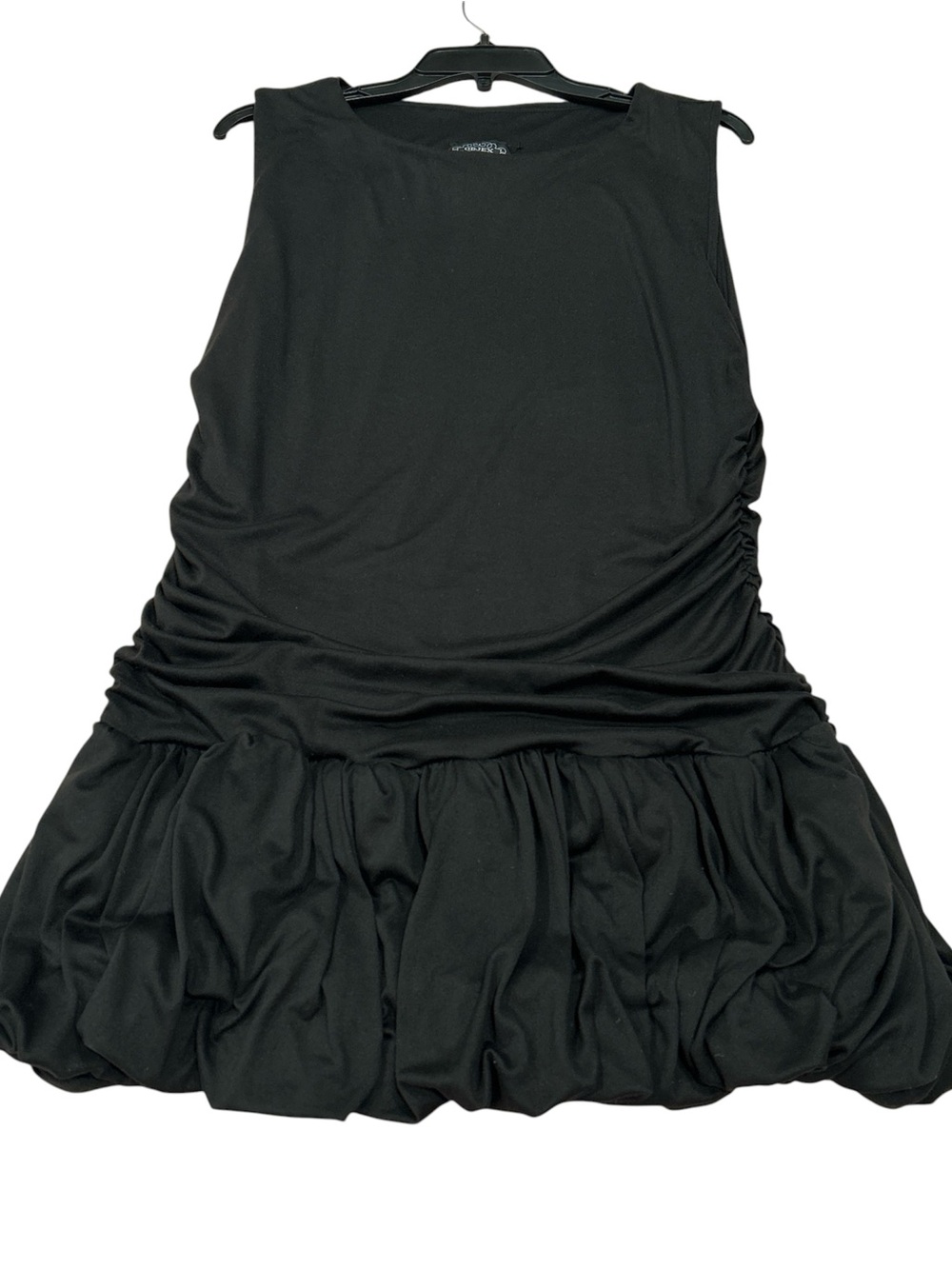 Black Sleeveless Ruched Bubble Hem Skirt